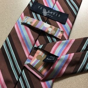 Ted Baker Pink & Brown Striped Silk Tie USA